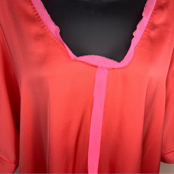 NEW XS Elite Tahari Silk Blouse Orange Pink Colors Lightweight - Picture 3 of 16